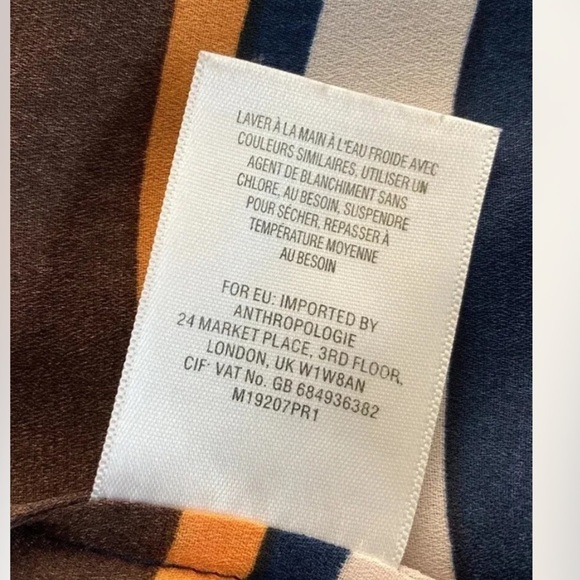 MEADOW RUE Top Anthropologie Peasant Boho Beachstripe Blouse Stripe Blue Xsmall - Picture 13 of 14